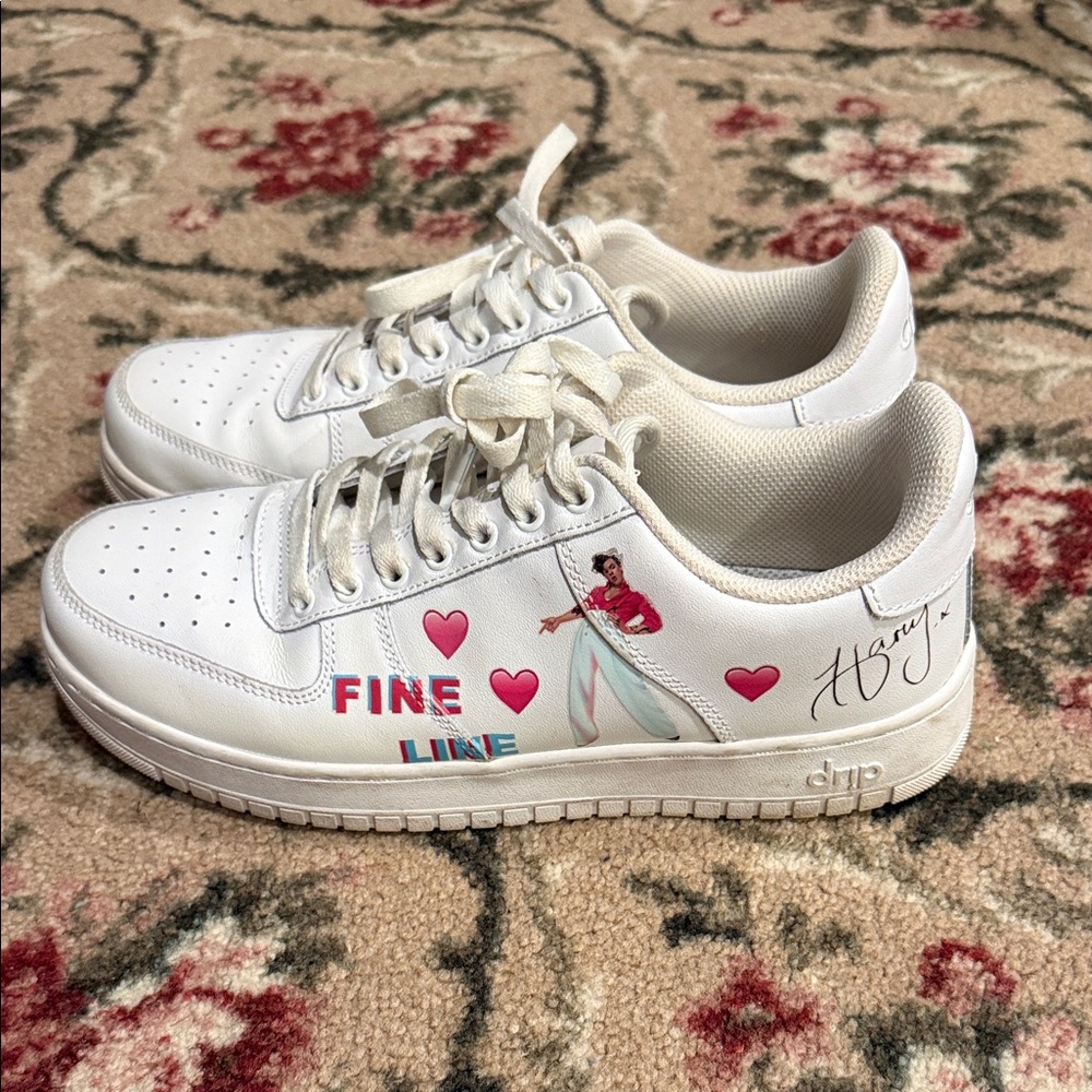 White Sneakers with Heart and Character Design